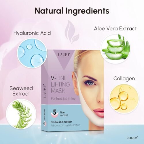 V Shaped Contouring Face Mask Line Shaping Lifting Belt Neck Reduction Jawline Shaper Lift Up Tape Enhancer Face Patch Firming Tightening Skin Chin Collagen Mask Hyaluronic Acid Aloe Vera 5 pcs - 이미지 3