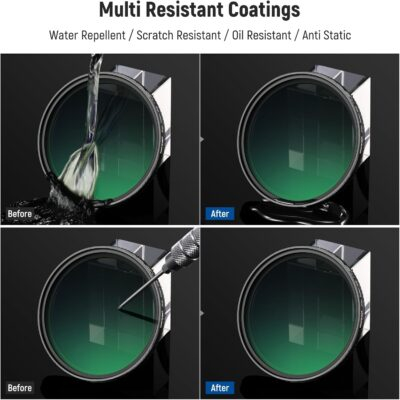 NEEWER 82mm True Color Variable ND2-ND400 Filter, Hard Stops Adjustable Neutral Density VND Filter with Multi Coated HD Optical Glass/Aluminum Frame/Water Repellent/Scratch Resistant - 이미지 8