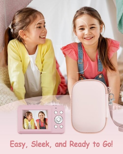 Camera Case for Digital Camera CAMKORY DC403 FHD 1080P/ KODAK PIXPRO FZ55/ FZ45/ STUOGYUM DC402-AF, SD Card Storage Travel Carry Cute Case Bag Small (Pink) - 이미지 5