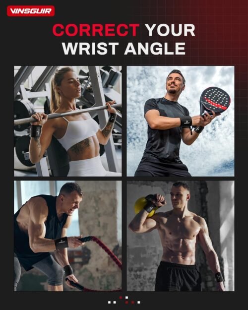 VINSGUIR Elastic Wrist Straps for Weightlifting and Working Out, Breathable Wrist Wraps with Thumb Loop and Left/Right Tabs, Wrist Brace for Wrist Support and Protection, Men and Women (Pair) - 이미지 6