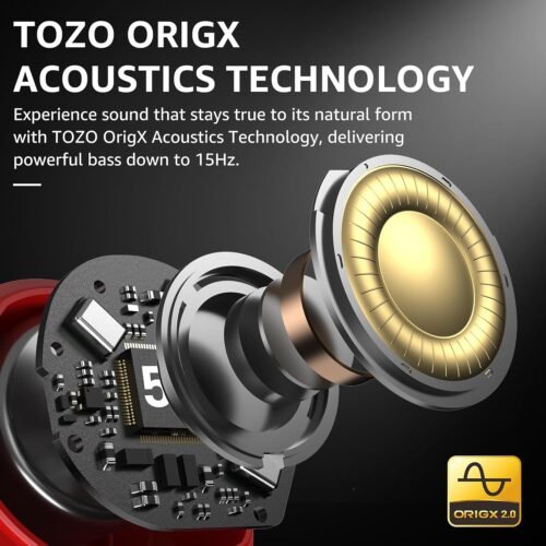 TOZO Hybrid Active Noise Cancelling Wireless Earbuds, 6 Mics ENC Clear Call, IPX8 Waterproof, in Ear Bluetooth 5.3 Headphones Stereo Bass Ear Buds 59H Playtime with LED Display 32 EQs via APP - 이미지 2