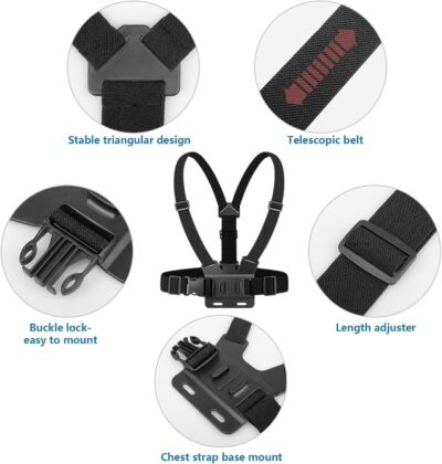 Phone Strap Mount Set,ChromLives Phone Chest Strap Mount +Phone Head Mount+Phone Neck Holder,3 in 1 Hands Free Phone Holder for Neck Head Chest Compatible with iPhone,Gopro Hero and More - 이미지 3