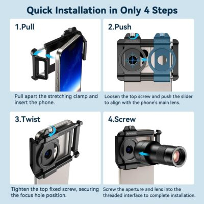 Evil eye 2 in 1 Phone Camera Lens Kit, 6X Telephoto Lens & 150mm Macro Lens with Universal Lens Clip, Phone Lens Attachment for iPhone and Andriod - 이미지 7