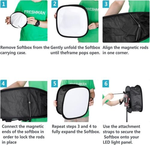 Neewer LED Light Panel Softbox for 660/530/480 LED Light - Outer 16.3'' x 6.5'', Inner 9.8'' x 8.7'', Foldable Light Diffuser with Strap Attachment and Bag for Photo Studio Portrait Video Shooting - 이미지 3