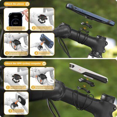TUSITA 2 in 1 Bike Mount Quick Release, Quarter Turn Compatible with Garmin Edge GPS Computer, iPhone 14 13 12 Pro Max, Samsung Galaxy Note 20 S21 Ultra All 4.7"-6.9" Phones - Cycling Accessories - 이미지 5