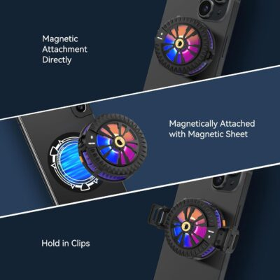 Magnetic Cell Phone Cooler for Gaming, Portable Phone Cooling Fan Type-C Wired with Temperature Display, Phone Radiator for MagSafe, Gaming Semiconductor Cooling for iPhone/Ipad/Android - 이미지 4