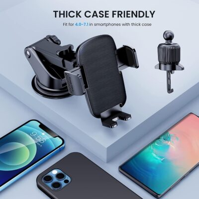 TICILFO Phone Mount for Car Phone Holder [Military-Grade Suction & Stable Clip] Car Phone Holder Mount Windshield Dashboard Air Vent Universal Automobile Mount Fit for All iPhone Android Smartphones - 이미지 7