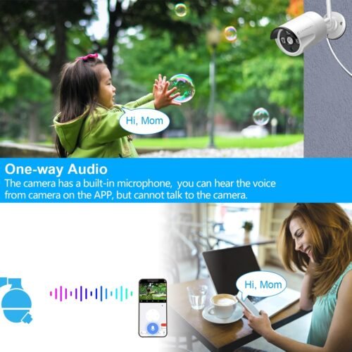 10CH Expandable Wireless Security Camera System with 10.1" Monitor 4pcs 5MP Indoor Outdoor Camera 1-Way Audio Night Vision Motion Detection Home Business CCTV Surveillance 1TB HDD - 이미지 6