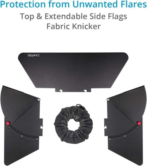 Camshade Video Matte Box for Lenses Upto 105mm Diameter. Top, Extendable Side Flags & Knicker-Complete Protection from Flares. 4x4 Filter Holder, 15mm Rod Adapter & Tool-Less (MB-CMS) - 이미지 4