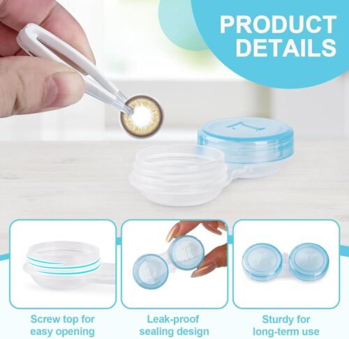 50 Pack Contact Lens Cases, Transparent Contact Cases Bulk in 5 colors, Cute Contact Lenses Case Leak-proof, Eye Contact Case for Home and Travel - 이미지 3