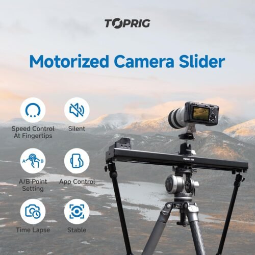 Accsoon Toprig 24''/60cm Camera Slider Motorized, Button and APP Control, Video Mode/Time-Lapse/Loop Mode/120° Panoramic for Video Shooting Photography Video Slider, Compatible with Gopro DSLR Camera - 이미지 2