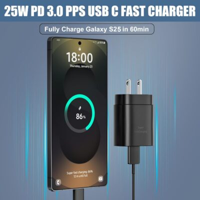 S25 S24 S23 S22 Ultra Samsung Charger Fast Charging,25W Android Phone Charger Cord Type C Block & Super Fast Charger USB C Cable 10Ft for Samsung Galaxy S25/S24/S23/S22/S21/S20/Plus/Ultra/FE,2 Pack - 이미지 2
