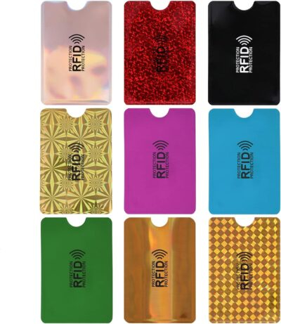 Molain Colorful RFID Card Holder, 9 Pieces RFID Blocking Sleeves Credit Card Sleeves Set RFID Identity Card Protector for Women Men