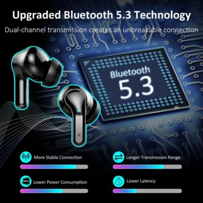Wireless Earbuds, Bluetooth Headphones 2025 NEW Ear Buds 40H Bass Stereo in-Ear Earphones ENC Noise Cancelling 5.3 Earbuds with 4 HD Mic, USB-C LED Display IP7 Waterproof Sport Headset for Android iOS - 이미지 2