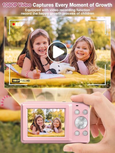 Digital Camera,FHD 1080P Kids Camera 44MP Point and Shoot Digital Cameras with 32GB Card,16X Zoom,Anti-Shake,Date Stamp,Compact Small Cameras Photography for Kids Student Teen Girl Boy(Pink) - 이미지 3