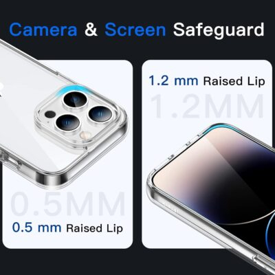 JETech Case for iPhone 14 Pro Max 6.7-Inch, Non-Yellowing Shockproof Phone Bumper Cover, Anti-Scratch Clear Back (Clear) - 이미지 5