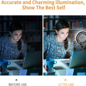 Video Conference Lighting Kit, Ring Light Clip on Laptop Monitor with 5 Dimmable Color & 5 Brightness Level for Webcam Lighting/Zoom Lighting/Remote Working/Self Broadcasting and Live Streaming, etc. - 이미지 3