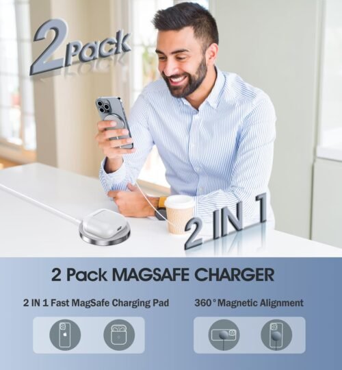 2 Pack Magnetic Wireless Charger for iPhone 16 Pro Max/16 Pro/16 Plus/16/15/15 Pro/15 Plus/15 Pro Max 15W Fast Mag Safe Charger Pad for iPhone 16/15/14/13/12 Series and AirPods 3/2/Pro 2/Pro - 이미지 5