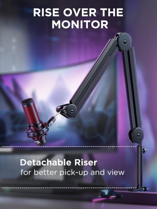 InnoGear Mic Boom Arm Microphone Stand Cable Management for Blue Yeti FIFINE AM8 K669B HyperX QuadCast S SoloCast AT2020 Shure SM7B MV7 and Other Microphone - 이미지 2