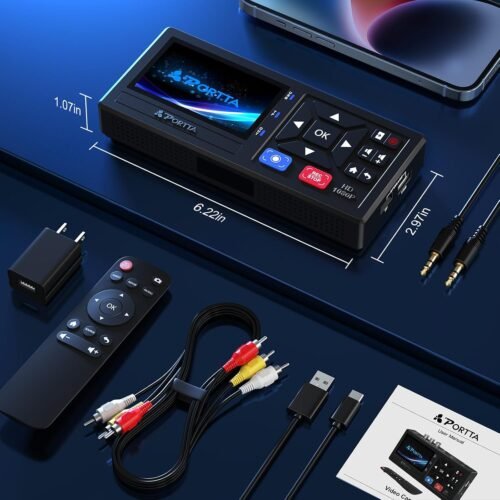 Portta VHS to Digital Converter, Video to Digital Recorder with Remote, Compatible with VHS, VCR, DVR, DVD, Cassette, Hi8, Mini DV Players, Camcorder, Gaming Consoles (Player not Included) - 이미지 6