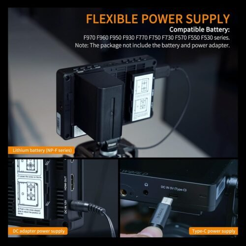 FEELWORLD F5 Prox 5.5 Inch 1600nit High Bright DSLR Camera Field Monitor Touchscreen Waveform 3D LUT F970 External Kit Install for Power Wireless Transmission 1920x1080 4K HDMI in Out Type-c Input - 이미지 8