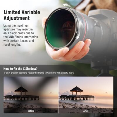 NEEWER 82mm True Color Variable ND2-ND400 Filter, Hard Stops Adjustable Neutral Density VND Filter with Multi Coated HD Optical Glass/Aluminum Frame/Water Repellent/Scratch Resistant - 이미지 6