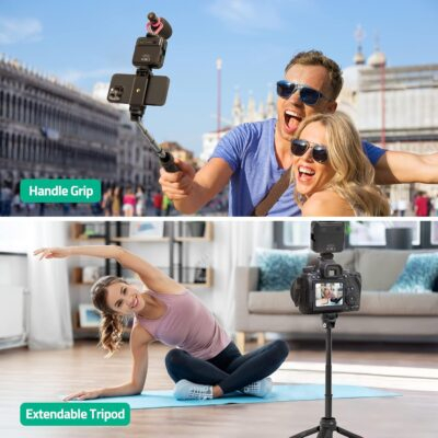 Smartphone Video Vlogging Kit with LED Light, Phone Holder, Microphone, Tripod, Carry Bag, TECELKS YouTube Starter Kit for iPhone/Android, Content Creator Kit for Video Recording Vlogging(Black) - 이미지 7