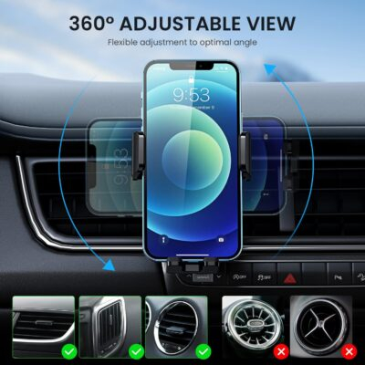 Qifutan Phone Mount for Car Vent [Upgraded Metal Clip] Cell Phone Holder Car Hands Free Cradle in Vehicle Car Phone Holder Mount for Smartphone, iPhone, Cell Phone Automobile Cradles Universal - 이미지 6