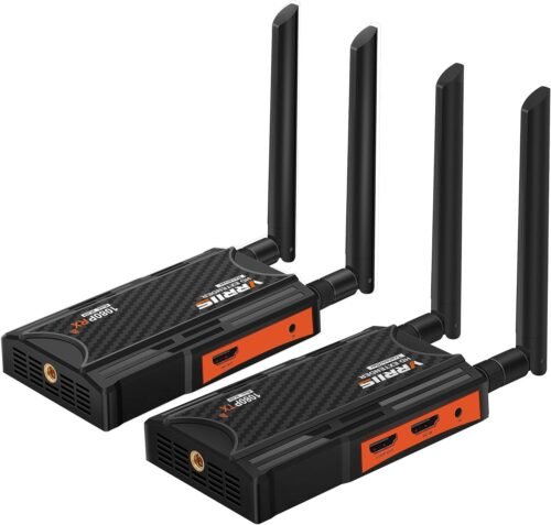 Wireless HDMI Transmitter and Receiver,250m(820ft) Wireless HDMI Extender Kit with Loop Out,2.4/5.8GHz 1080P Full HD for Streaming from DSLR,Laptop,Netflix,YouTube,PS4 to TV/Projector IR Support.