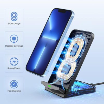Wireless Charger [2 Pack],15W Fast Wireless Charging Stand,Wireless Charger Compatible with iPhone 15/15 Plus/15 Pro Max/14/13/12 /11Pro Max/XR/XS/X/8 Plus,Galaxy S23/S22/S21/S20 Note 20/10,Google,etc - 이미지 4