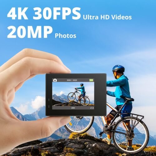 AKASO Brave 4 4K30fps 20MP WiFi Action Camera Ultra Hd with EIS 131ft Waterproof Camera Remote Control 5xZoom Underwater Camcorder with 2 Batteries and Bicycle Helmet Accessories Kit - 이미지 2