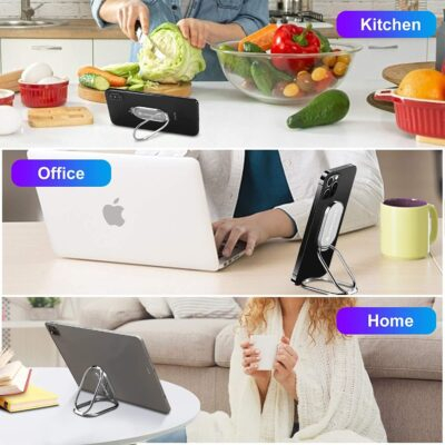 Foldable Cell Phone Stand for Desk, Adjustable Cellphone Ring Holder Finger Kickstand for Office Desktop & Magnetic Car Mount, Rotatable Multi-Angle Hand Grip for iPhone 16 15 Smartphones Back Case - 이미지 2