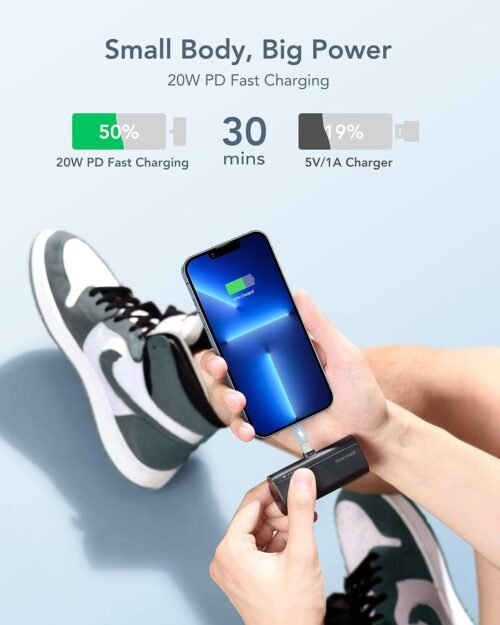 Charmast Small Portable Charger 5000mAh, Ultra-Compact 20W PD Fast Charging Power Bank Mini Battery Pack Compatible with iPhone 14/14 Pro Max/13/13 Pro Max/12/12 Pro Max/11/XR/X/8/7/6, and More - 이미지 2