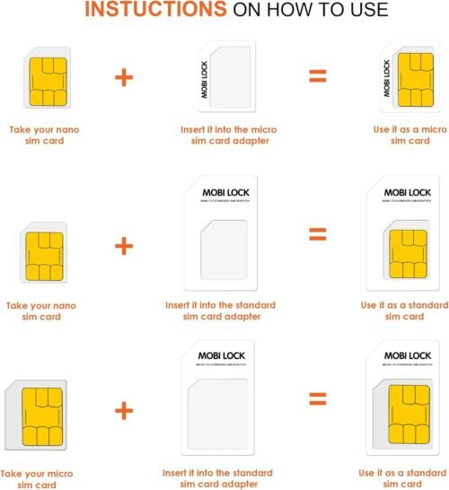 6 in 1 Sim Card Adapter Kit (Micro, Nano and Standard Sim) Compatible with All iPhones (15, 14, 13, X, Pro and All iPhone Series), Samsung, HTC, and All Other Android Smartphone Devices - by Mobi Lock - 이미지 4