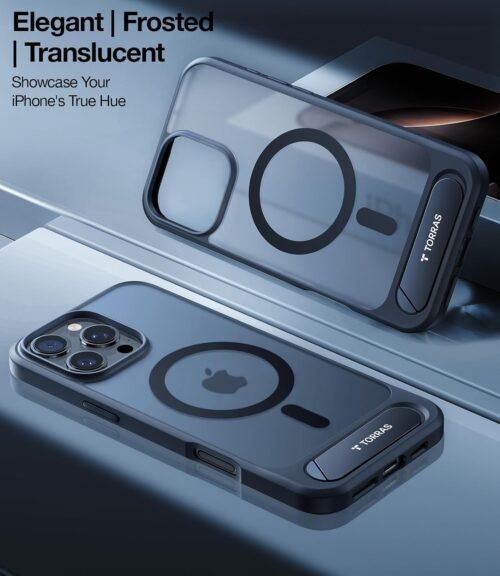 TORRAS Strong Magnetic & Seamless Stand for iPhone 16 Pro Max Case, Fit for MagSafe, Military Grade Drop Protection, Adjustable Kickstand Phone Case for iPhone 16 Pro Max, Slim Frosted Matte Black - 이미지 7