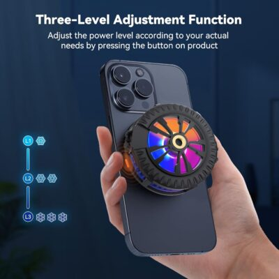 Magnetic Cell Phone Cooler for Gaming, Portable Phone Cooling Fan Type-C Wired with Temperature Display, Phone Radiator for MagSafe, Gaming Semiconductor Cooling for iPhone/Ipad/Android - 이미지 3