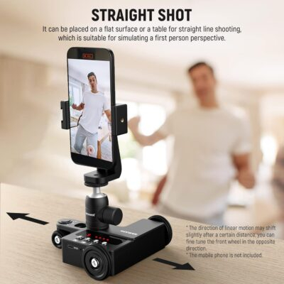 Neewer Motorized Camera Dolly Kit with App Control, Ultra Silent Motor, Compatible with iPhone Android Smartphone DSLR Camera, Max Load 6.6lb/3kg, DL200（for Smooth Floors and Desktops Only） - 이미지 3