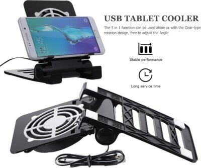 Laptop Stand with Cooling Fan Cell Phone Stand with Cooler Stable Cooling Holder with Quiet Fan Computer Blower Cellphone Cooler Holder Game Machine Radiator USB Foldable - 이미지 4
