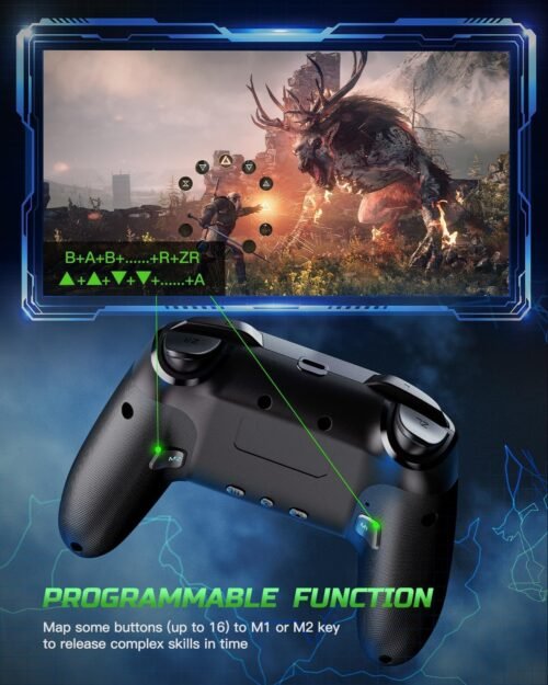 VOYEE Switch Controllers Compatible with Switch/Lite/OLED/PC Windows, 1000mAh Programmable RGB Lightning LED, Wireless Pro Controller with One Key Pairing/Wake Up/Turbo/Vibration - 이미지 3