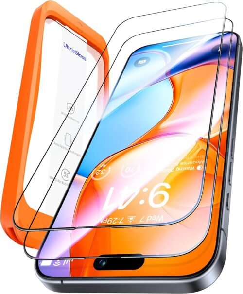 UltraGlass Unbreak Top 9H+ Glass for iPhone 16 Pro Screen Protector 6.3" [12FT Military Grade Shatterproof] Screen Protector 16 Pro Tempered Glass [Longest Durable] Full Coverage 16Pro, 2 Pack - 이미지 9