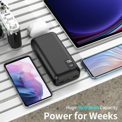 Power Bank 50000mAh 22.5W Fast Charging Portable Charger USB-C Quick Charge with 3 Outputs & 2 Inputs LED Display Huge Capacity External Battery Pack for Most Electronic Devices on The Market - 이미지 2