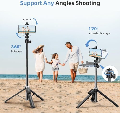 Extendable Phone Tripod for iPhone & Selfie Stick with Remote, 360 Ball Head for Video Recording - 이미지 4