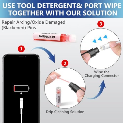 for iPhone Cleaning Kit, Cleaner Kit for AirPod, iPhone Cleaner Charging Port Cleaning, Portable Cell Phone Repair Restore Tool for iPad Lightning Charger Cables Connectors Electronic Devices - 이미지 7