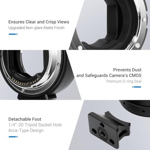 JJC EF-EOS R Metal Auto Focus Lens Mount Adapter Converter for Canon EF EF-S Lens to Canon EOS R1 R50 V R50V R50 R100 R5 R6 Mark II R RP R3 R7 R8 R10 RF Mount Camera,with 1/4"-20 & Arca Tripod Foot - 이미지 6