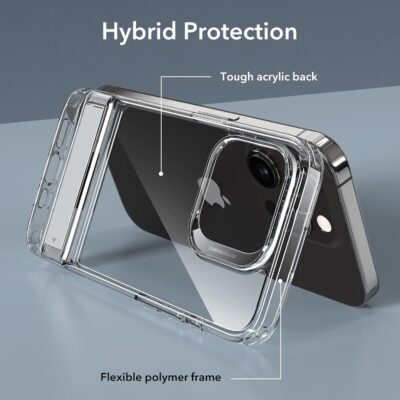 ESR for iPhone 15 Pro Max Case, Metal Kickstand Case, 3 Stand Modes, Military-Grade Drop Protection, Supports Wireless Charging, Slim Back Cover with Patented Kickstand, Boost Series, Clear - 이미지 9