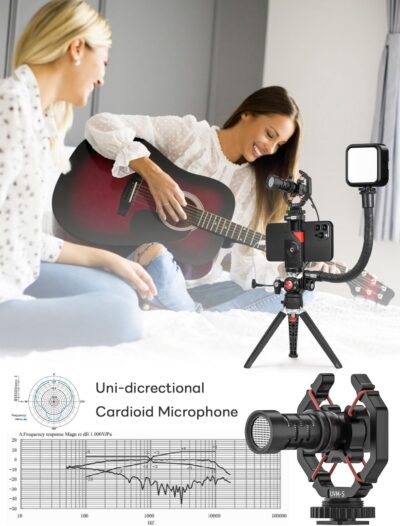 Smartphone Video Vlogging Kit Metal Microphone Light Tiktok YouTube Podcast Equipment for iPhone 15/14/13 Mini/Pro/Max, Android Smartphone (V-Master) - 이미지 6