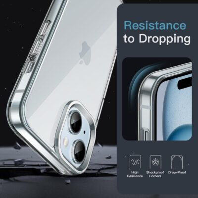 JETech Case for iPhone 15 Plus 6.7-Inch, Non-Yellowing Shockproof Phone Bumper Cover, Anti-Scratch Clear Back (Clear) - 이미지 5