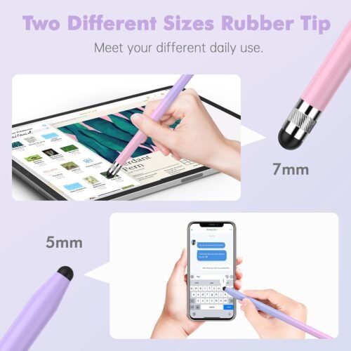 5Pcs Stylus Pens, 2 in 1 Stylus Pen for Touchscreen High Sensitivity Capacitive Stylus for iPad, iPhone, Android Samsung Tablets Skylight Calendar All Universal Touchscreen Devices with 10 Rubber Tips - 이미지 3