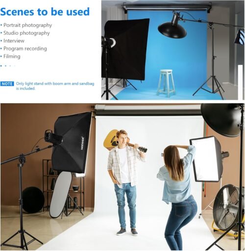 Neewer 2-in-1 Photography Light Stand, Aluminum Alloy 9.7ft Heavy Duty Tripod Stand with 3.8ft Boom Arm and Empty Sandbag for Video Light, Strobe, Reflector, Softbox for Studio Photo Video Shooting - 이미지 8