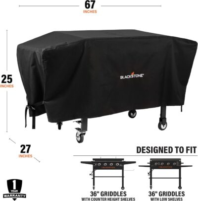 Blackstone 1528 600D Polyester Heavy Duty Flat top Gas Grill Cover, Water Resistant Exclusively Fits 36" Griddle Cooking Station, Black - 이미지 3